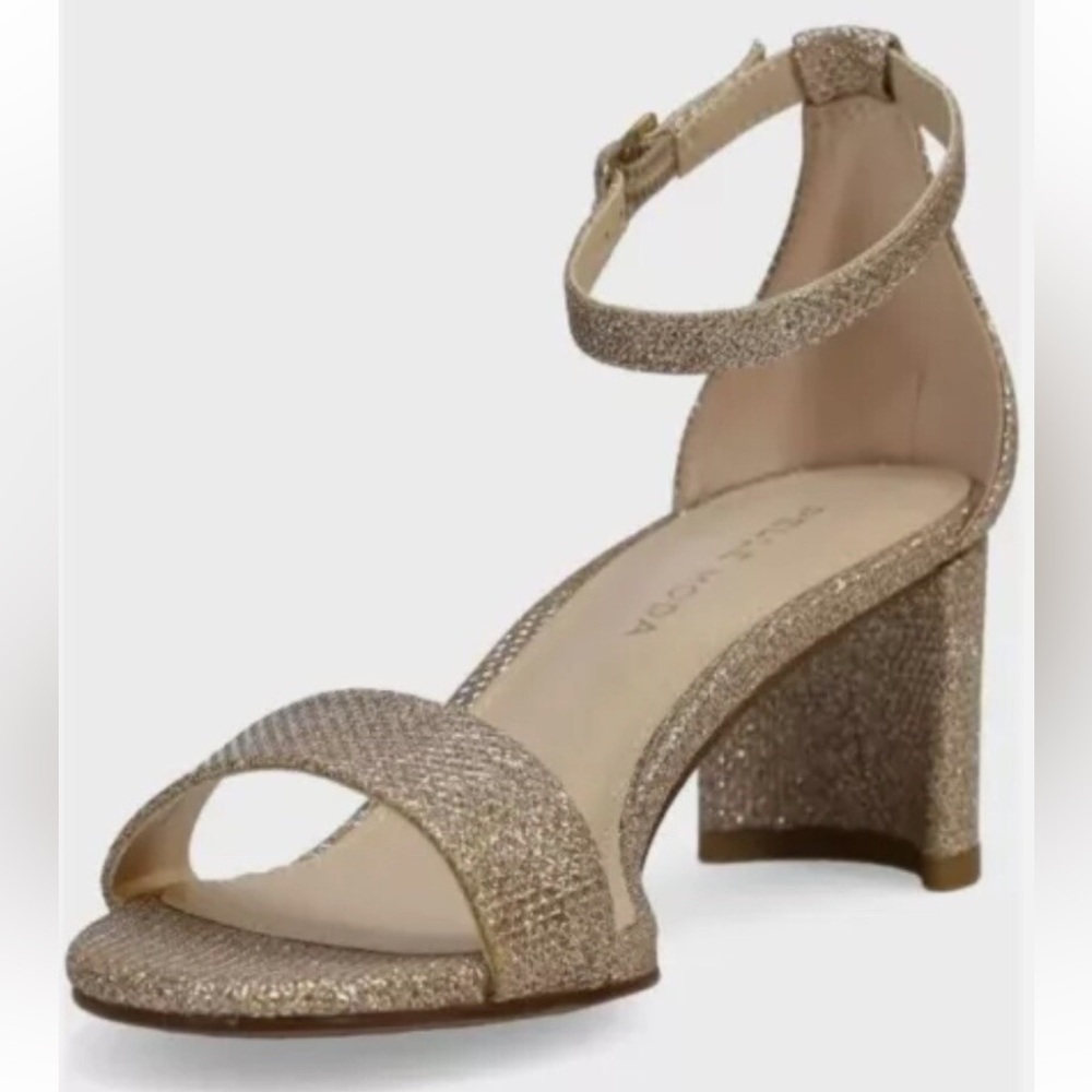 NIB Pelle Moda Gold Heels with Sparkly Finish sz 8.5